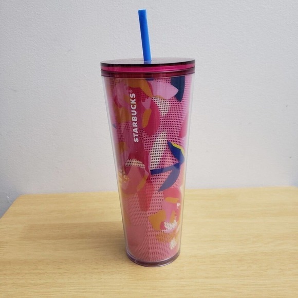 Starbucks Spring 2023 Pink Floral Flower 24 Oz Tumbler Cold Cup w/ Straw - NEW! - Picture 1 of 5